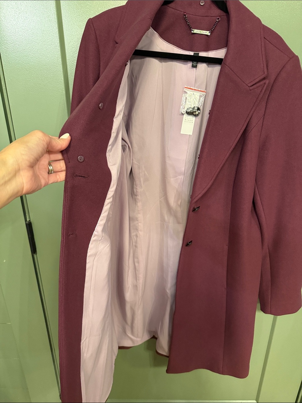 White House Black Market Raspberry Single-Breasted Wool Blend Coat - Picture 6 of 7